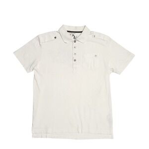 Retro Y2K 7 Diamonds White & Black polo Mens Size Large 100% Cotton